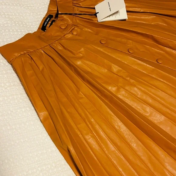 NWT Isabel Marant Davis asymmetric pleated faux leather maxi skirt - Picture 7 of 10